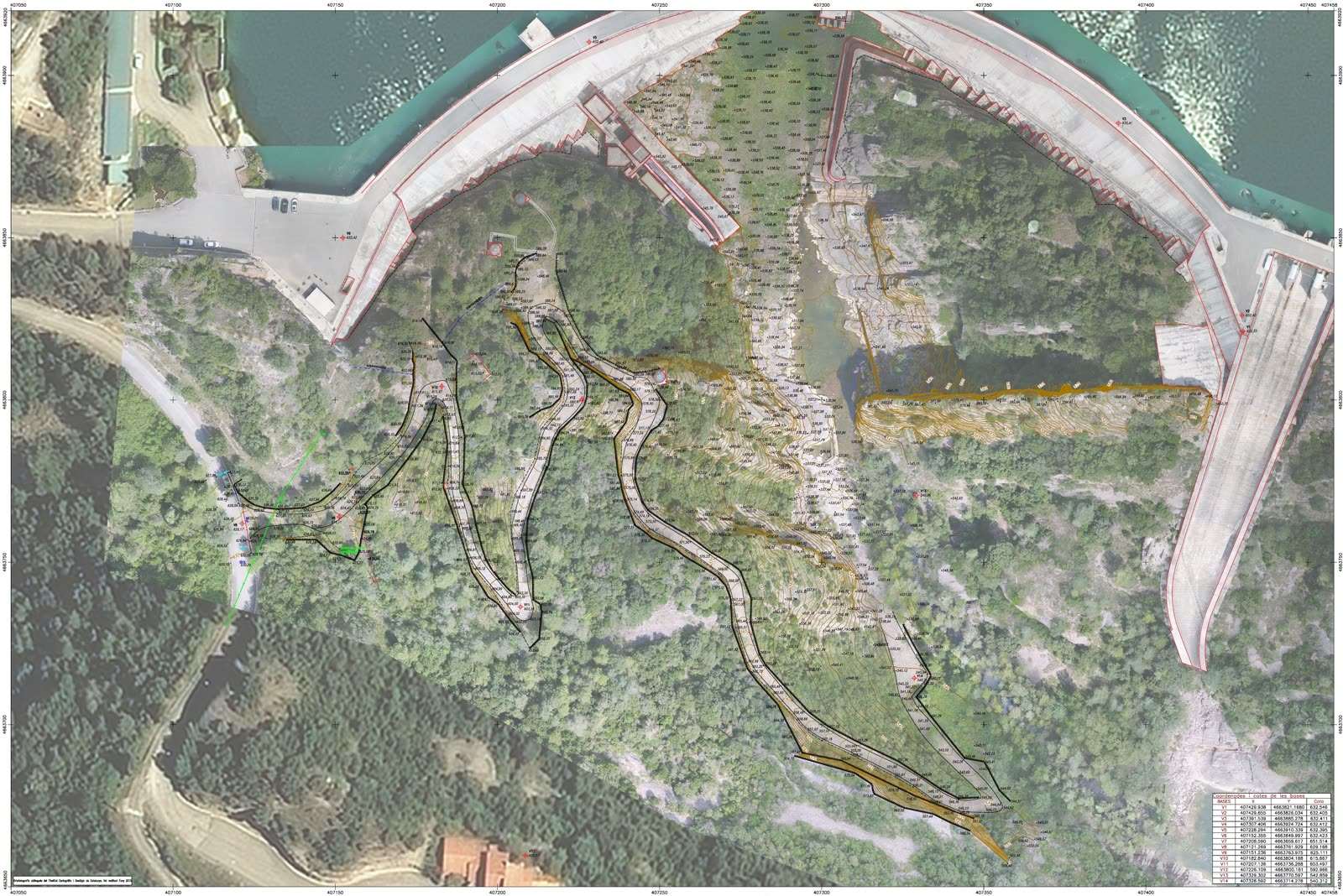 Ortofoto i cartografia topogràfica de la presa del Pantà de la Baells