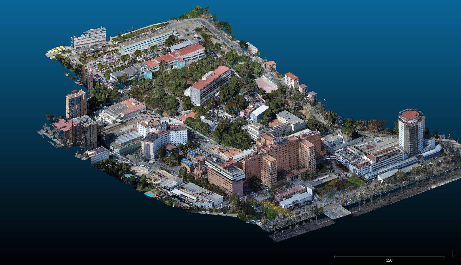 Model fotogramètric d'un complex urbà obtingut amb dron